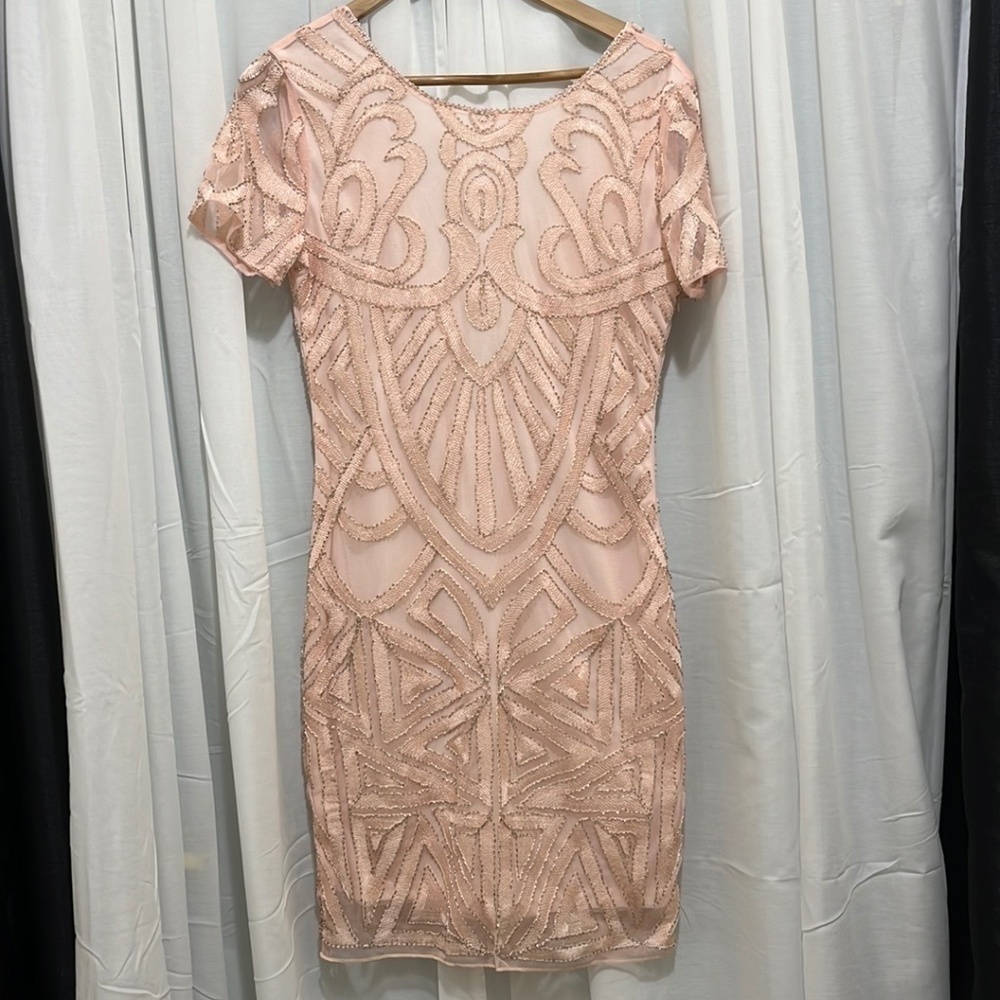Molly Bracken Pink Shirt Sleeved Gem Dress a249